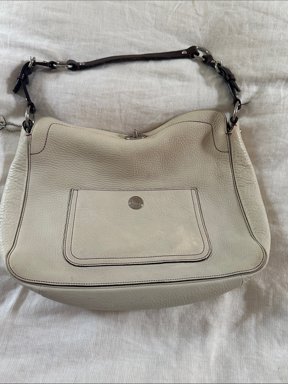 Coach Chelsea Pebbled Leather Shoulder Bag with Dark Brown Strap